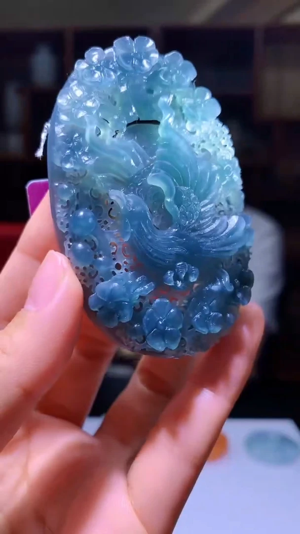 未镶嵌定制翡翠花**谢8007hm-毛货挂件(赠珠链)37