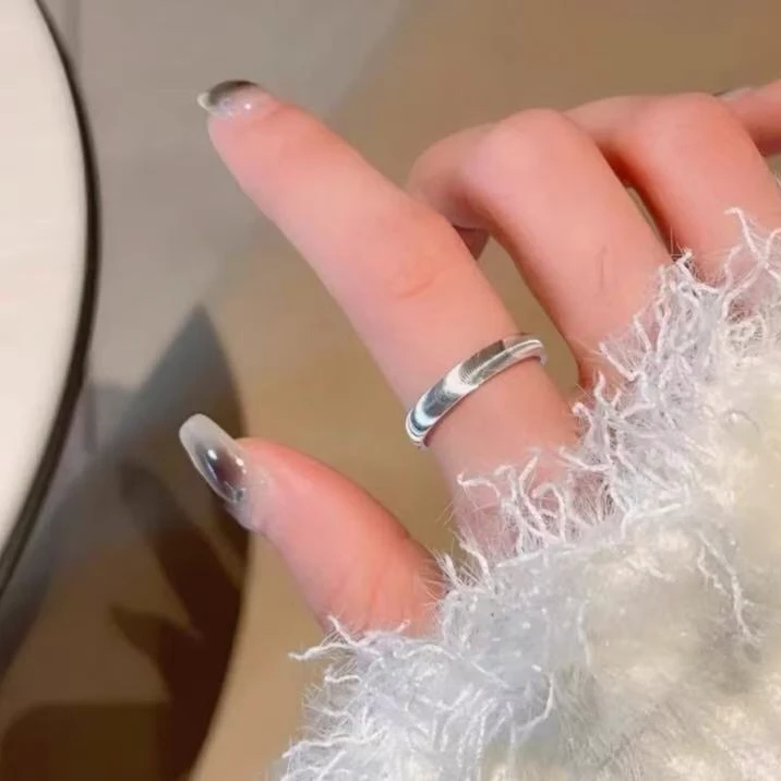 足银戒指 猫眼波光粼粼纯银戒指个性小众简约送女友礼物开口