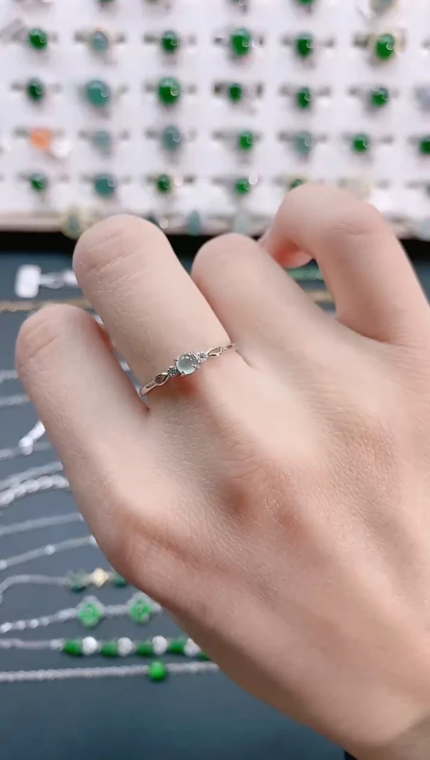 【闪购商品】翡翠戒指银S925镶嵌天然翡翠