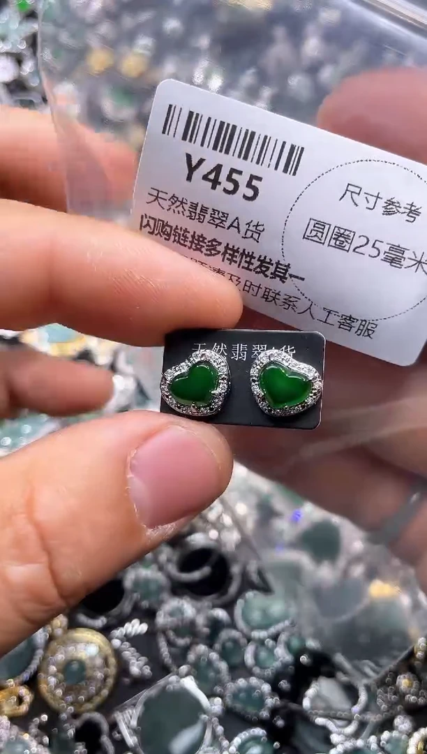 【闪购商品】翡翠颈饰未镶嵌Y455耳钉