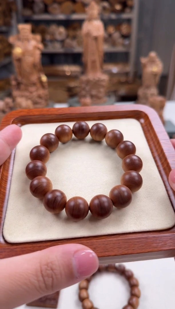 【闪购商品】檀香木手串/手链1.5横纹单圈手串16颗 印度老山檀香