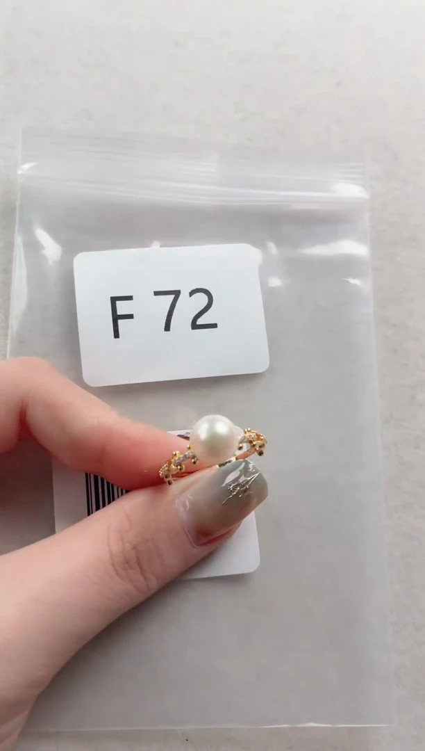 银S925镶嵌戒指海水珍珠F72