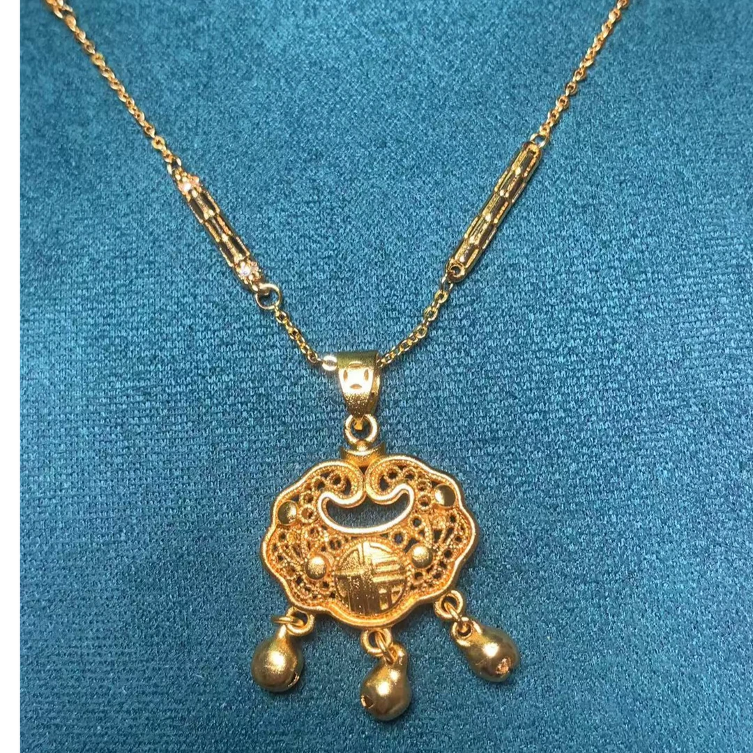 海枫定制-铃铛平安锁项链a04