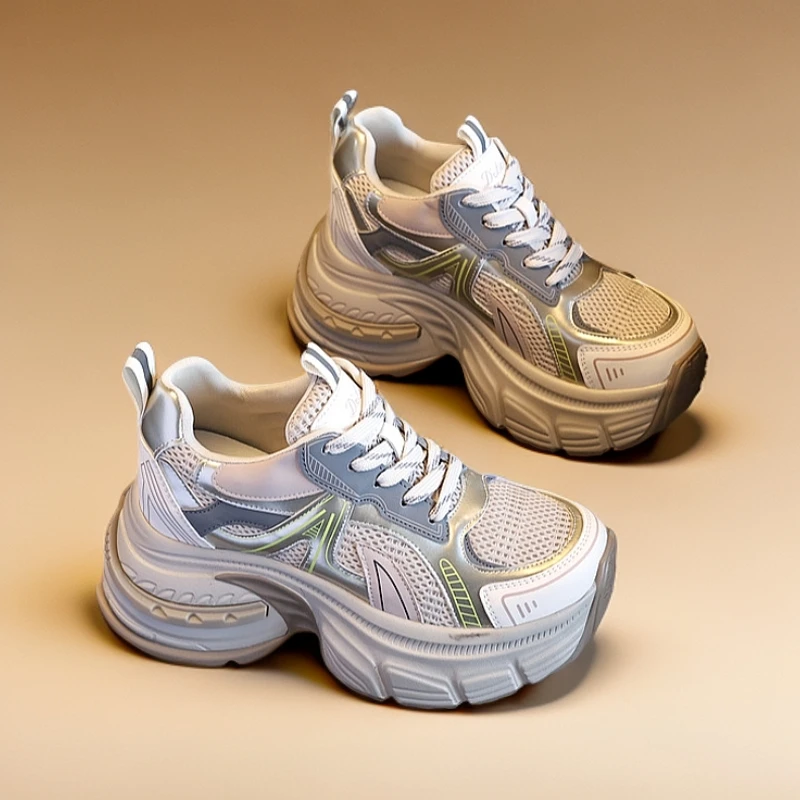 8.5cm网红休闲运动老爹鞋女款新款厚底时尚百搭舒适透气一脚蹬