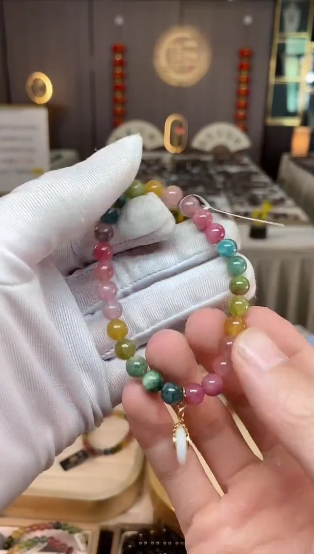 未镶嵌老矿碧玺彩虹单圈手串7mm+碧玺xion多样性发一条