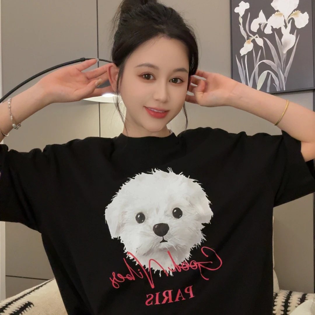 新款夏季纯棉休闲百搭短袖T恤黑色韩版宽松ins春夏时尚上衣设计感