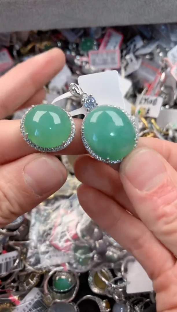 银S925镶嵌戒指翡翠888   8