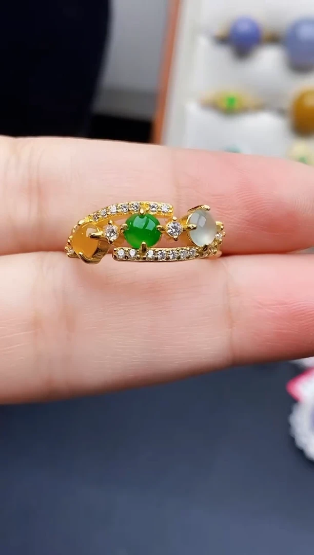 银S925镶嵌戒指翡翠2191