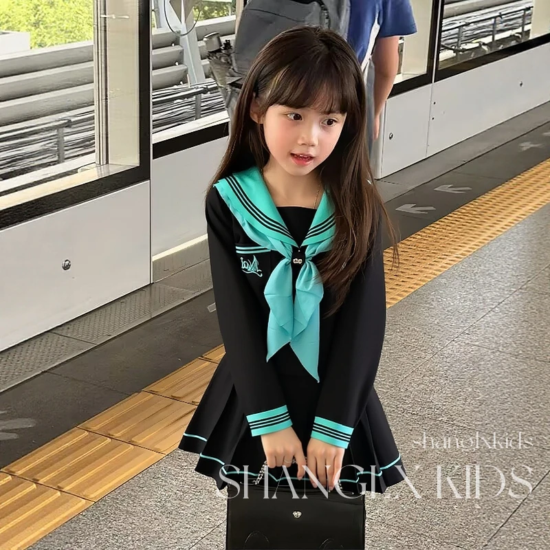 开学季女童衣服学院风初音未来水手服海军领jk套装早秋季儿童秋装