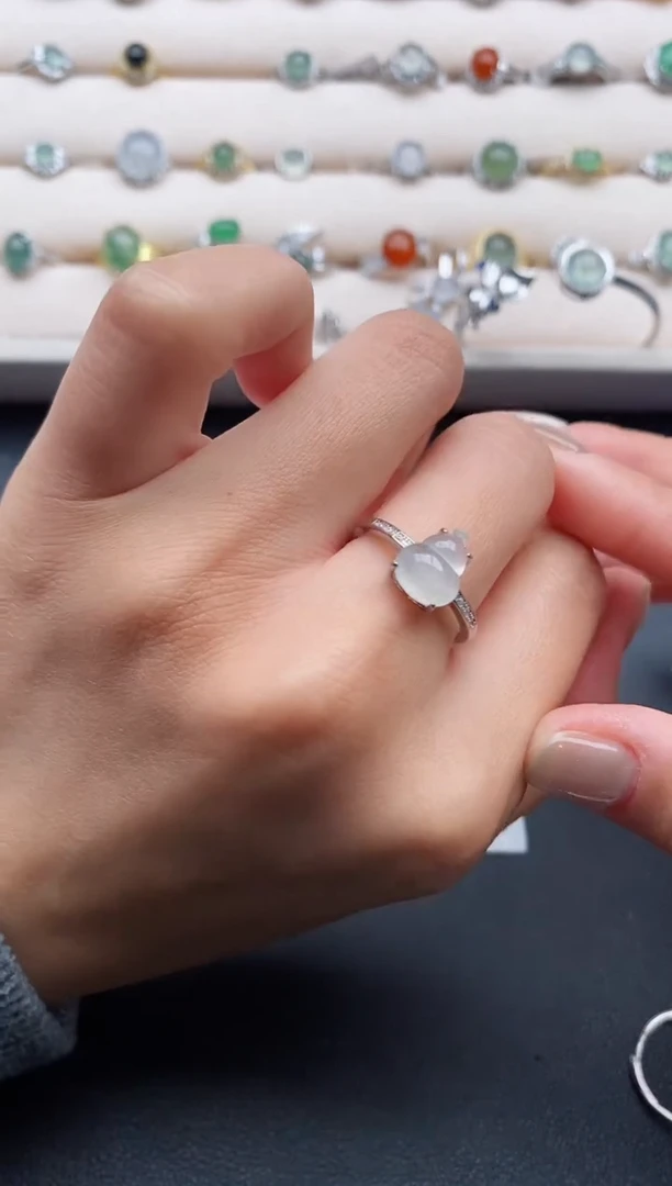 银S925镶嵌戒指翡翠4444444+10