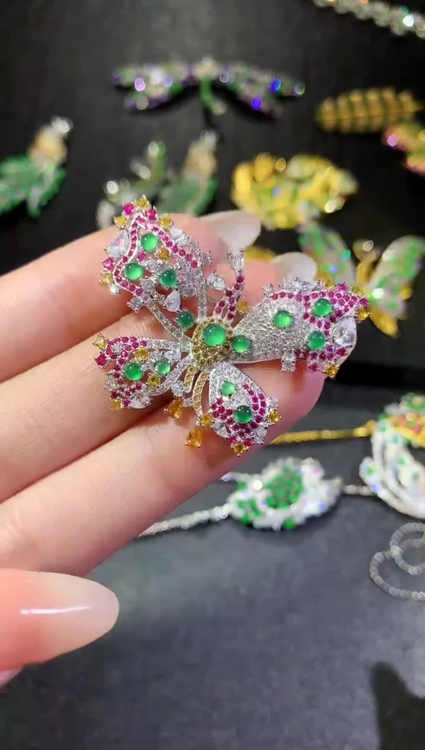 【闪购商品】翡翠挂件银S925镶嵌175胸针（多样性发货一件