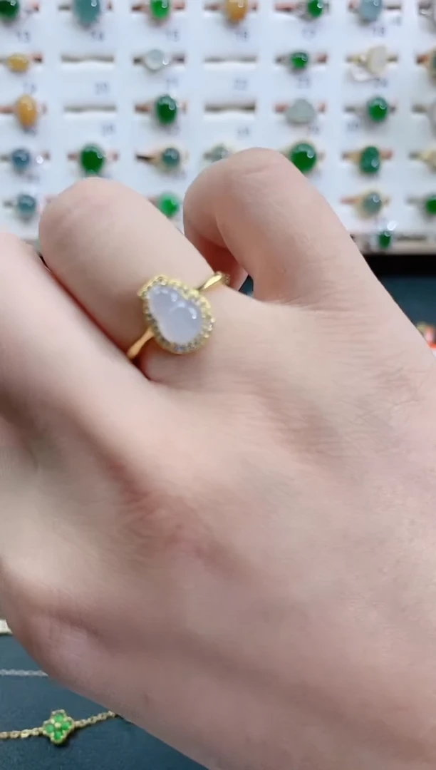 银S925镶嵌戒指翡翠天然翡翠