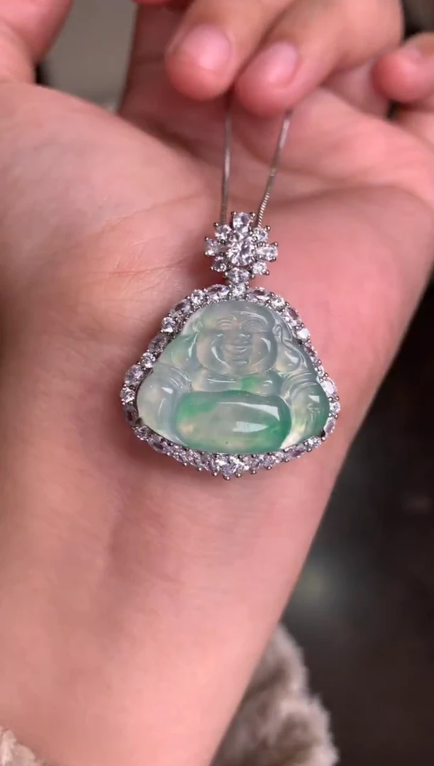 吊坠(不含链)银S925镶嵌翡翠银镶嵌翡翠吊坠