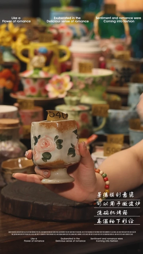 陶瓷景德镇高温釉下彩绘设计师款式