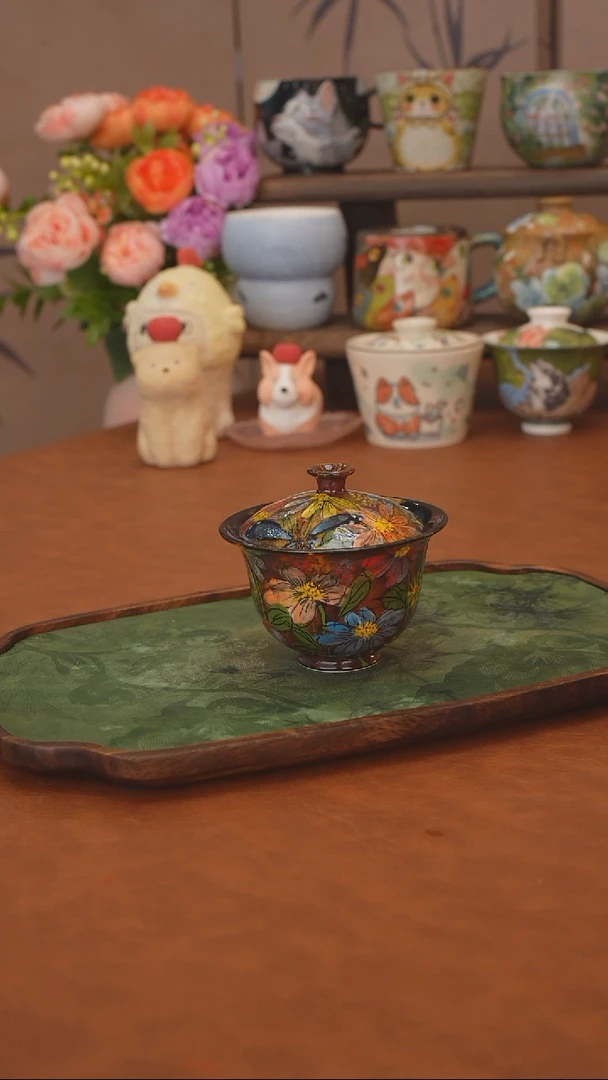 贰俩 莫奈花园盖碗