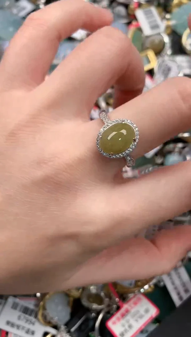 银S925镶嵌戒指翡翠333--2
