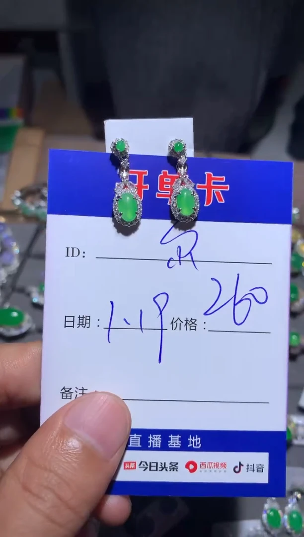 【闪购商品】翡翠耳饰银S925镶嵌 定向 尔雅