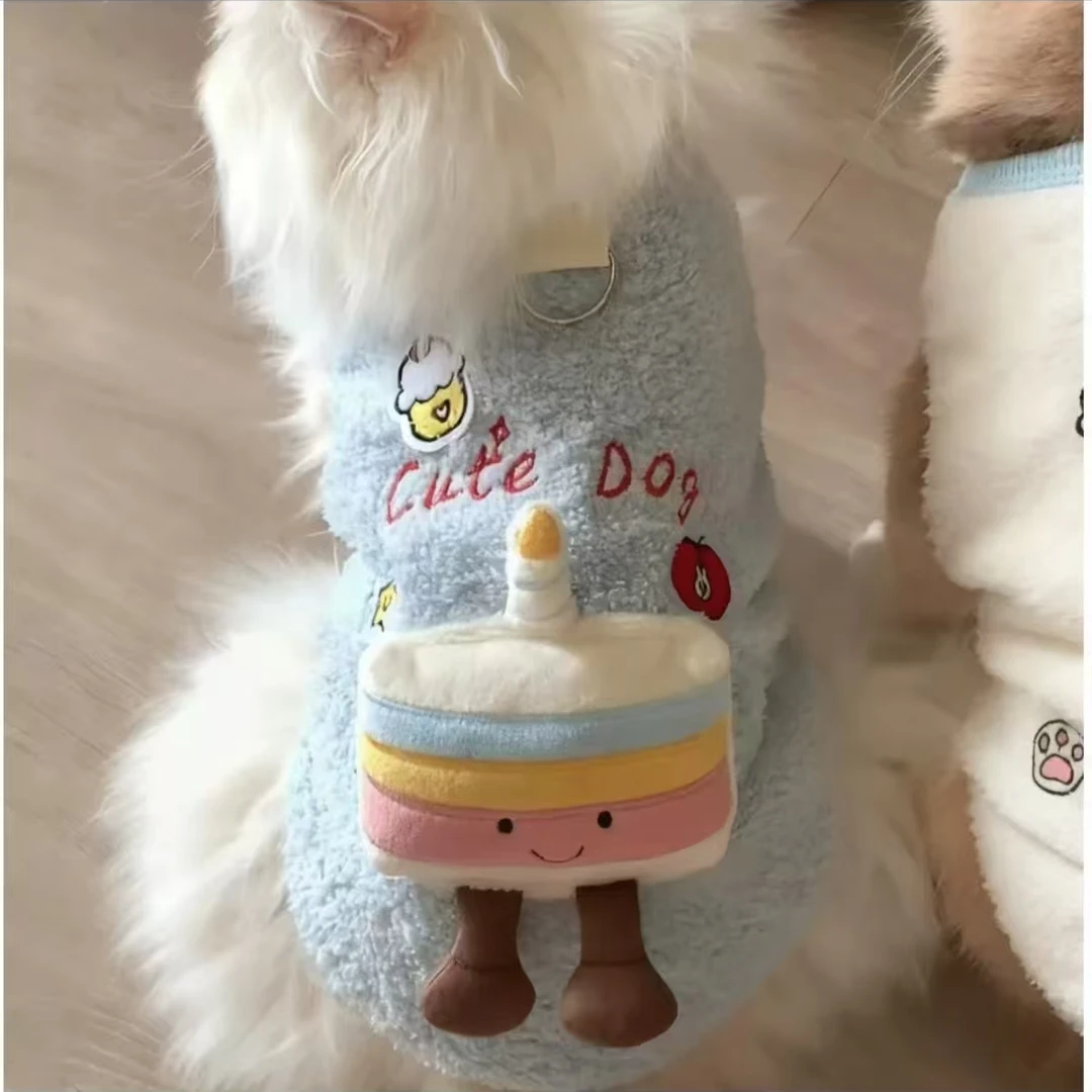秋冬新款加绒可爱蛋糕公仔绒衣小型犬泰迪比熊狗狗衣服NO退NO换