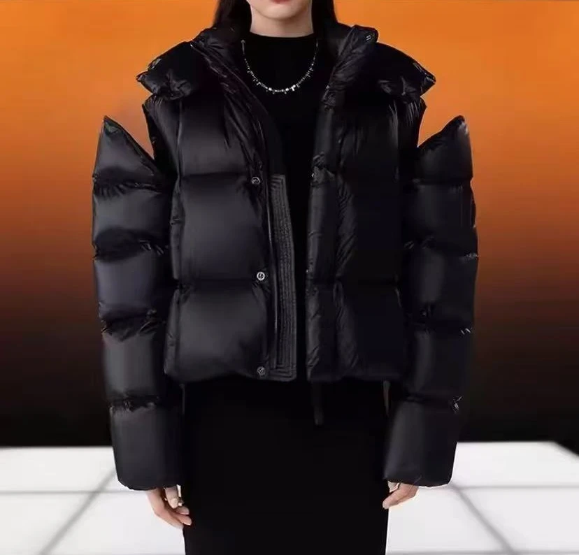 铂金魔方！云朵泡芙可脱卸袖帽白鸭绒羽绒服