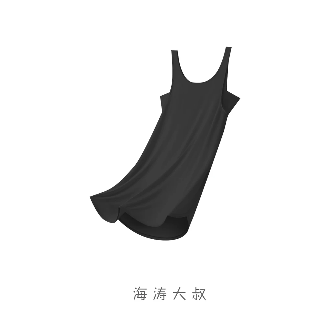 【海涛大叔】带胸垫女bra基础家居吊带背心连衣裙 A6815-1