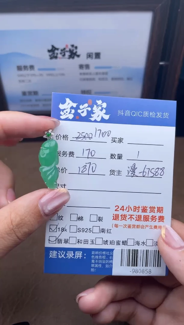 颈饰18K金镶嵌翡翠?**子-980858