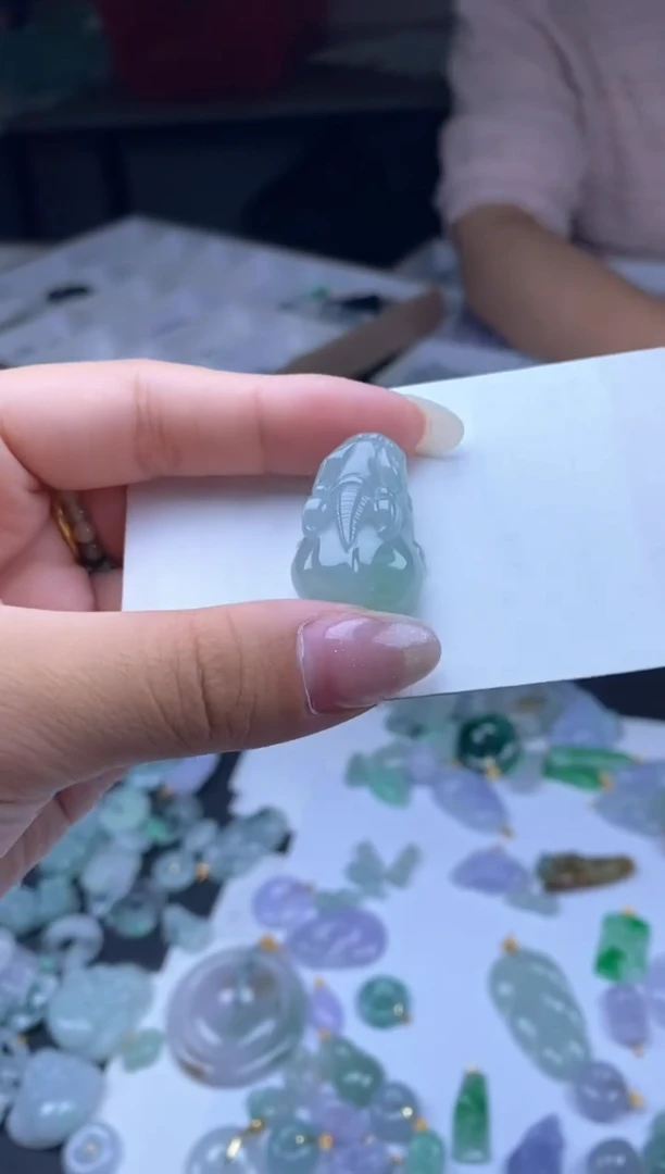 翡翠18K金镶嵌颈饰听**1雪欣散珠定制diy