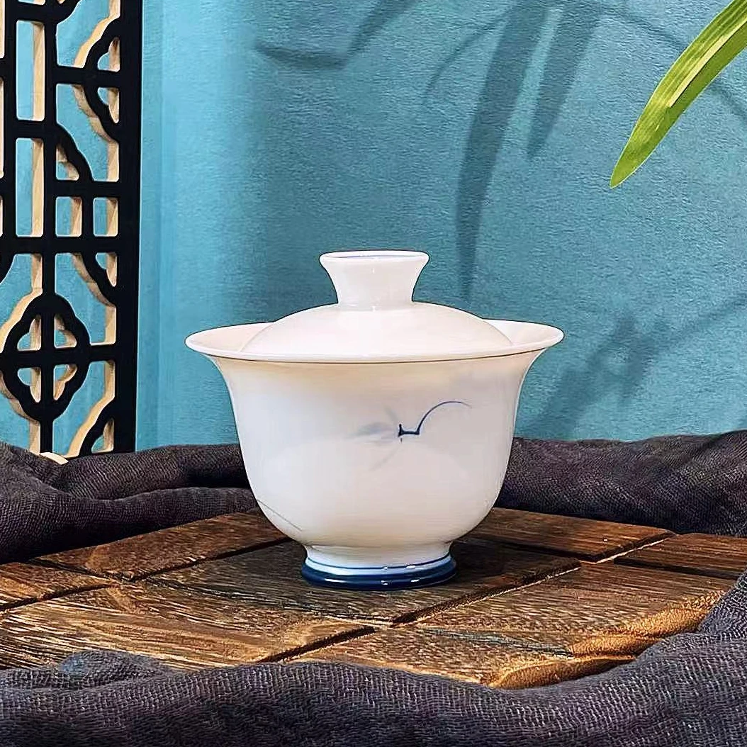 玉兰花二才盖碗满容约160ml赠1闻香主人杯