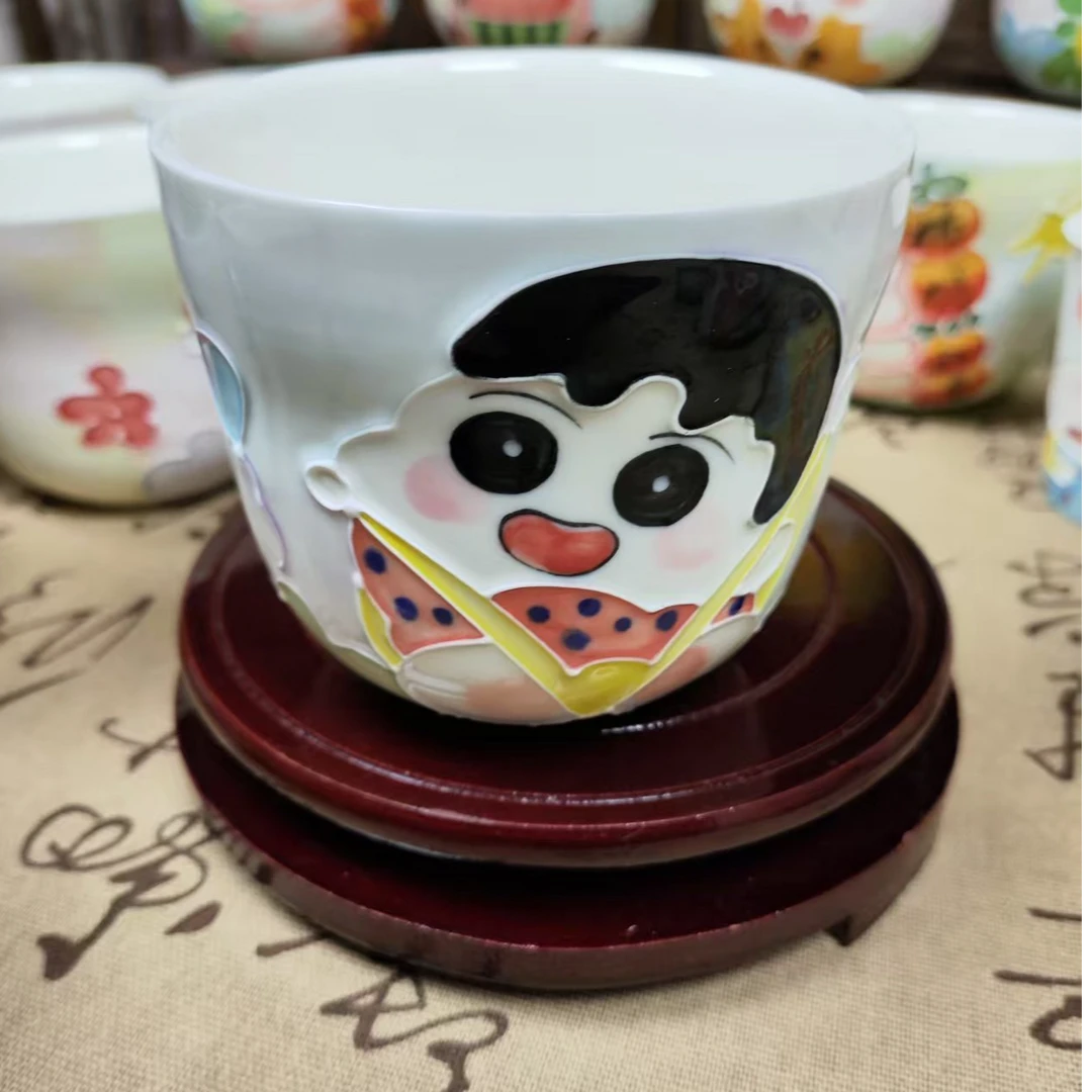 景德镇高温釉下彩陶瓷杯手工可爱情侣创意手绘彩绘杯碟对杯