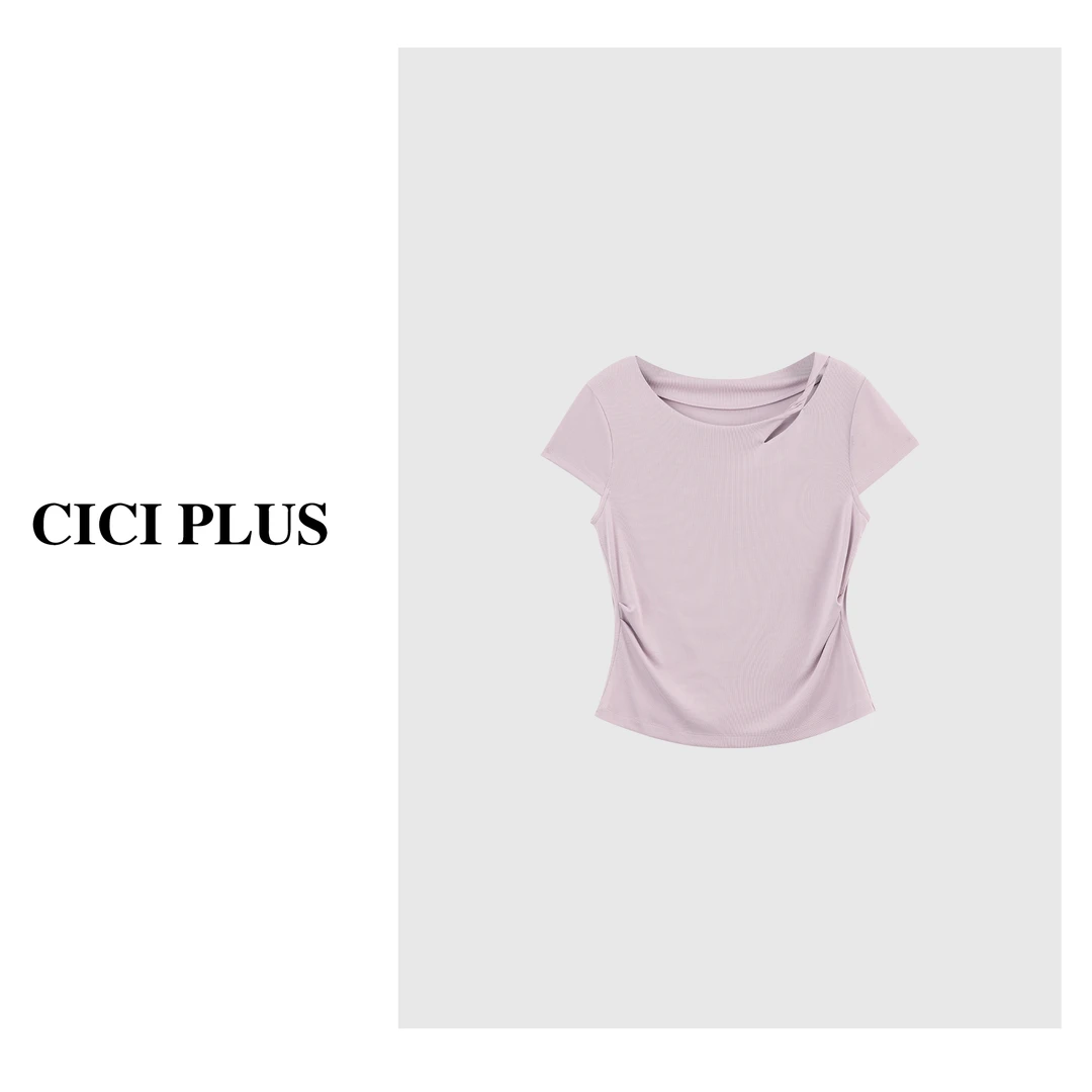 【CICI PLUS】 2025夏季“兰精莫代尔”简约圆领百搭T恤25C6222