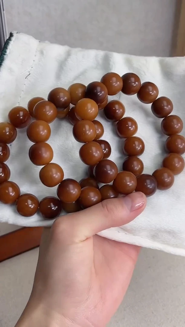 菩提根/象牙果手串小老太干磨苹果14*15mm手串