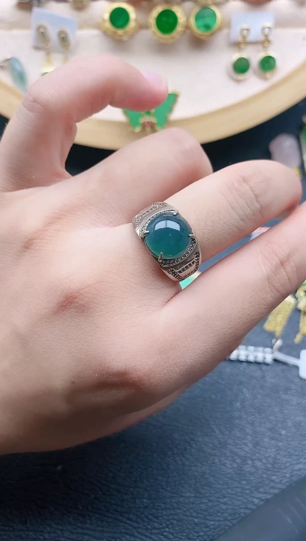 翡翠戒指银S925镶嵌11111
