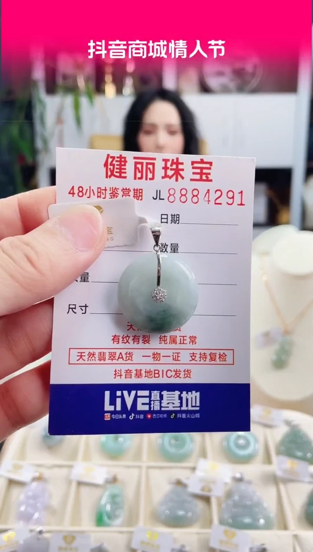 【闪购商品】翡翠颈饰银S925镶嵌天然缅甸翡翠 平安扣(一物一证)