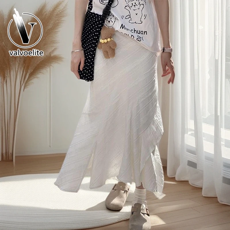 VALVOELITE不规则半身裙夏季女新款大码梨形身材遮胯显瘦字鱼尾裙