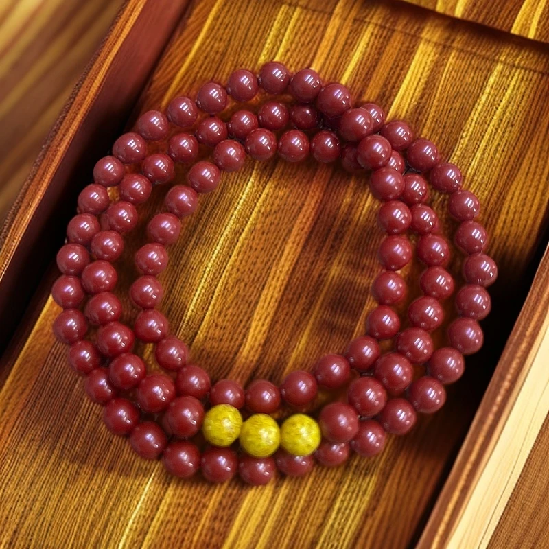 高含量朱砂帝王红纱三圈手链女款手链