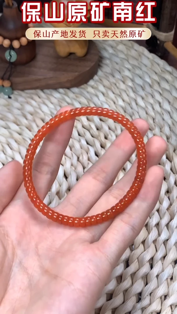 未镶嵌手串南红玛瑙柿子红直切手串卡5mm