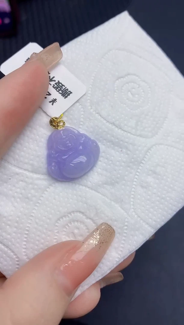 颈饰18K金镶嵌翡翠缅甸天然翡翠A货