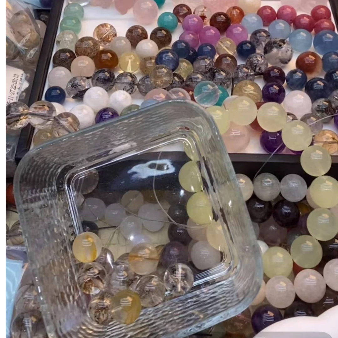 天然水晶单珠diy黄水晶粉水晶紫水晶金发晶多样性发货