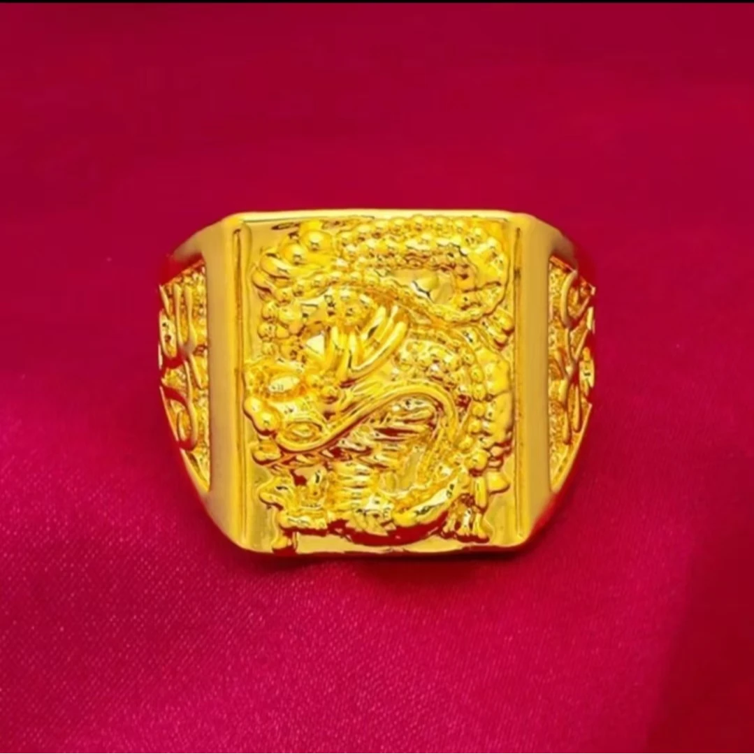 矿金 【盘龙戒指】男士 时尚 金色 霸气 百搭 活口可调节戒