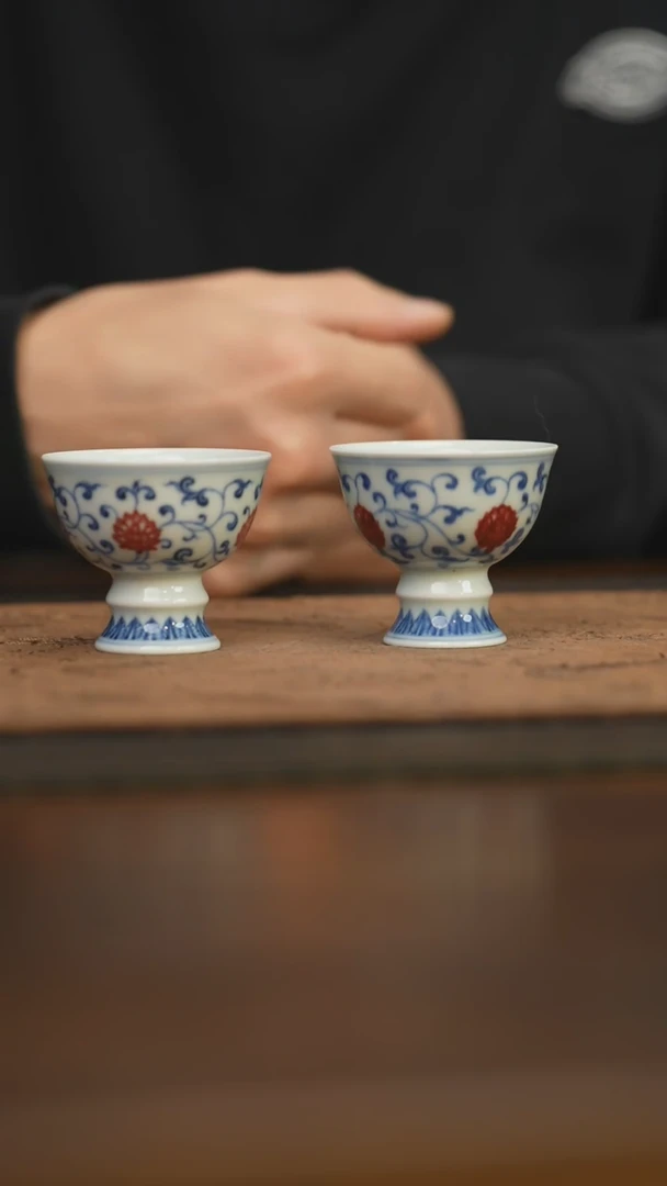 【闪购商品】杯柴窑青花破价福利  一对