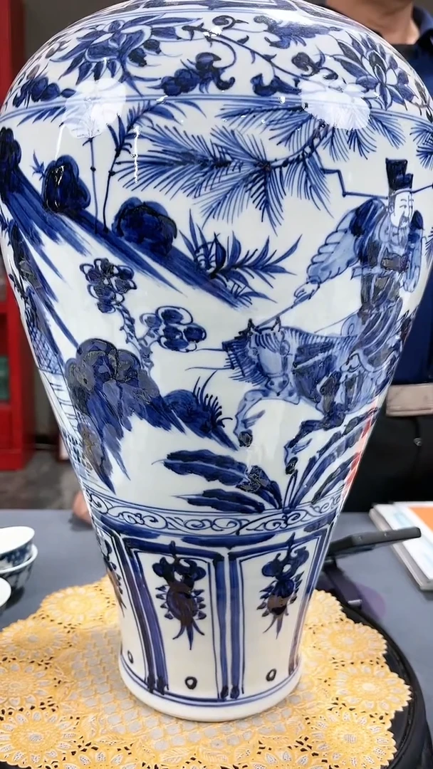 【闪购商品】官窑瓷画院441官窑瓷画院萧何月下追韩信梅瓶