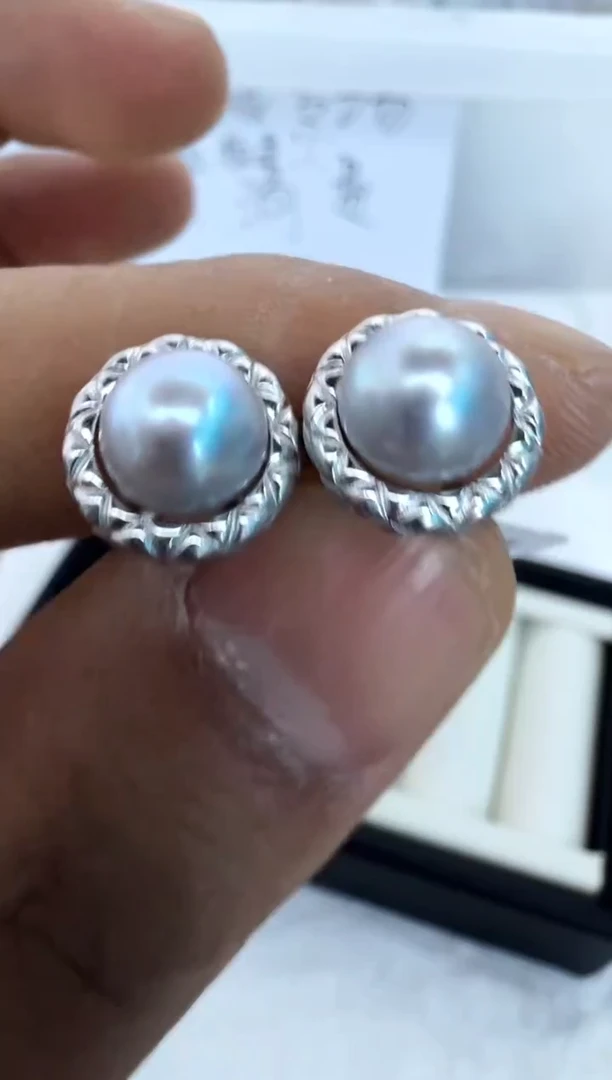 【闪购商品】海水珍珠耳饰银S925镶嵌耳钉