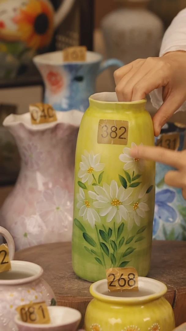 陶瓷景德镇设计师手作花器摆件侘寂风@M382@