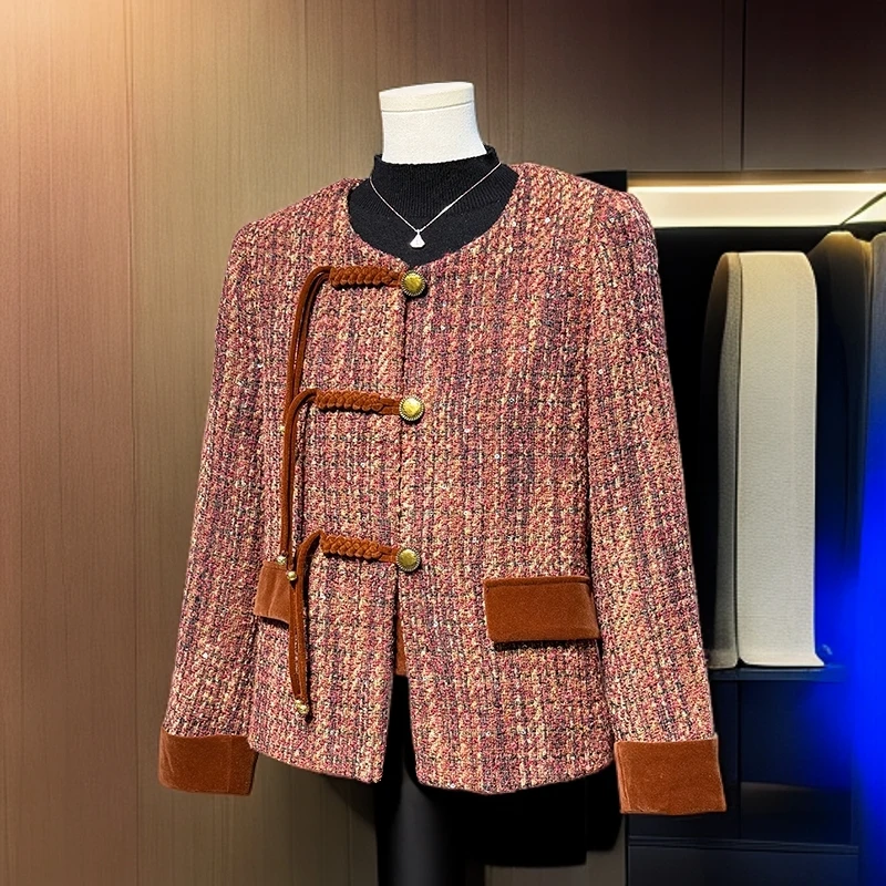 新中式妈妈秋装短款国风外套中老年女春秋气质小香风夹克开衫上衣