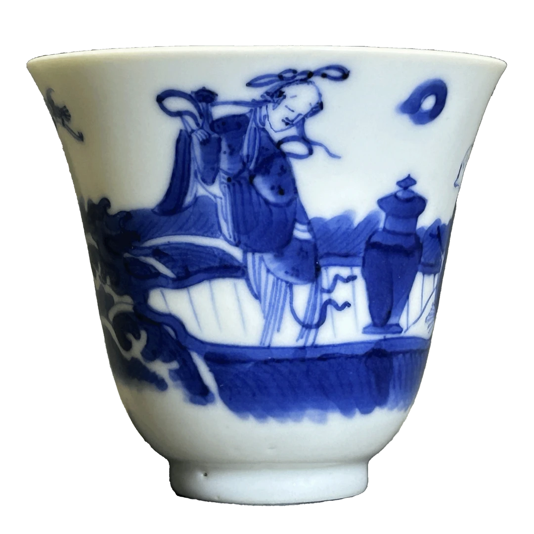 25151744x青花仙人乘槎纹铃铛杯