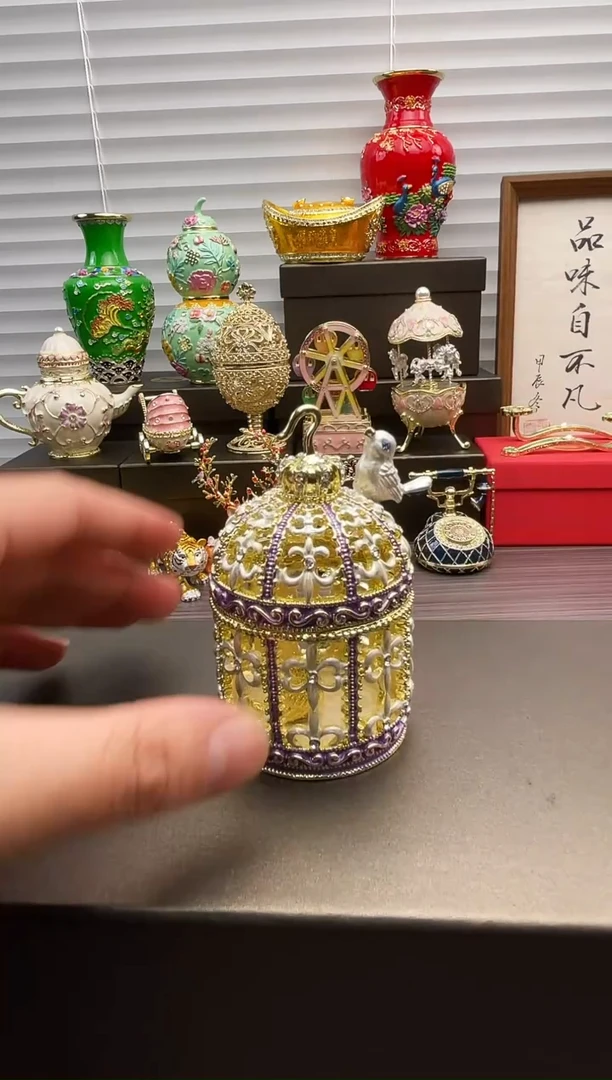 金属七宝烧首饰盒     鸟笼