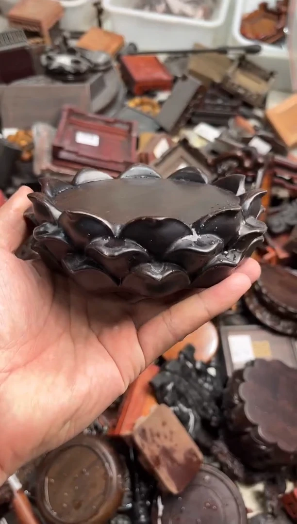 木70黑檀木莲花底座