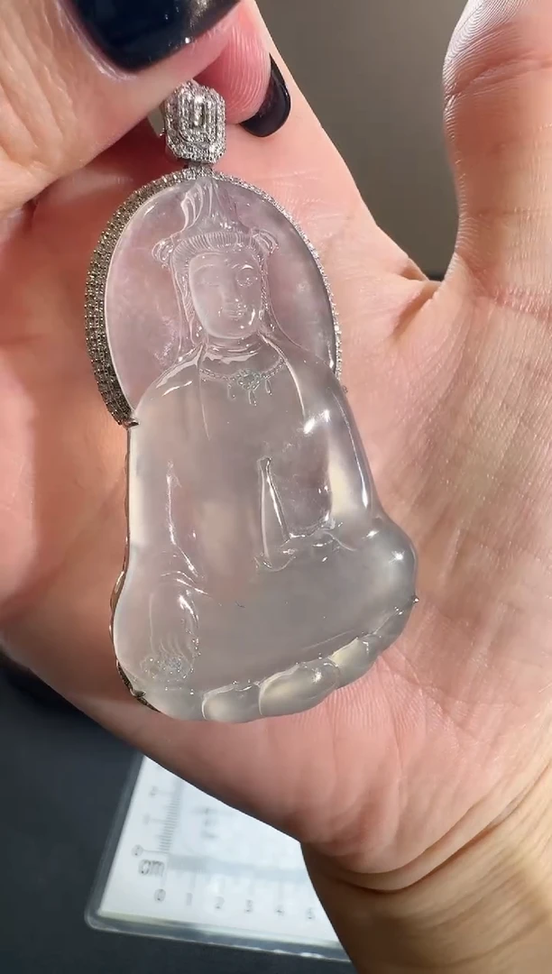 吊坠(不含链)18K金镶嵌翡翠【源头工厂】钻石镶嵌