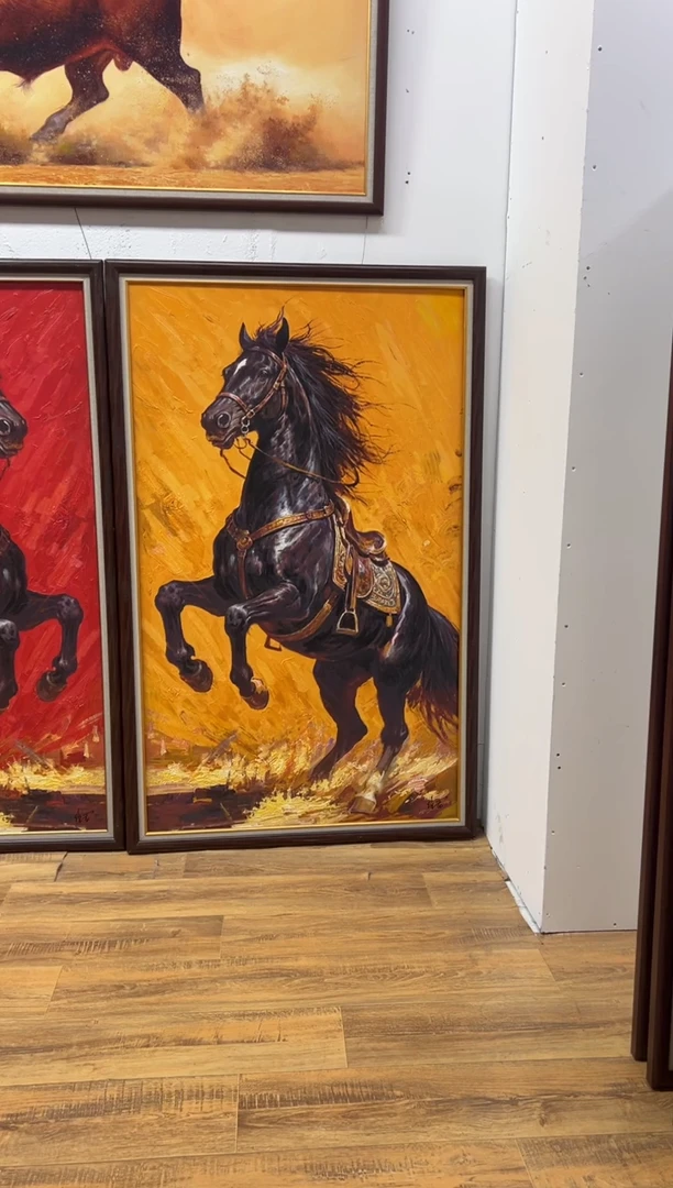 油画木【张俊龙】一马当先办公室客厅茶室玄关客厅挂画油画版画