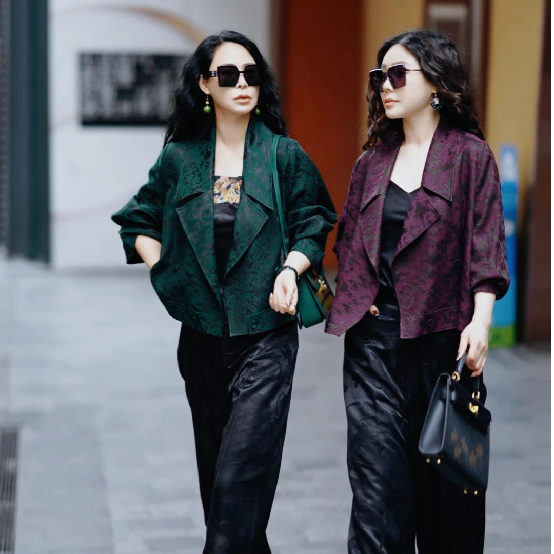 「利琪高订」国风小西装气质轻奢翻领百搭羊毛外套A5975