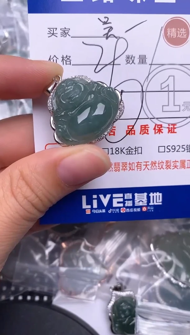 颈饰银S925镶嵌翡翠吴*女挂件